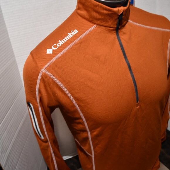 NWT Columbia Golf Men's SM 1/4 Zip Pullover Long Sleeve Orange Omni Wick/Shade - Picture 3 of 10